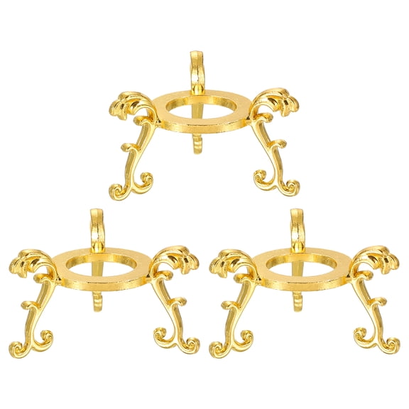 Uxcell 3 Pcs Crystal Ball Display Bases, 2.76'' Crystal Diamond Paperweight Art Engraving Sphere Stand for Glass Ball Home Office Desk Shelf, Gold