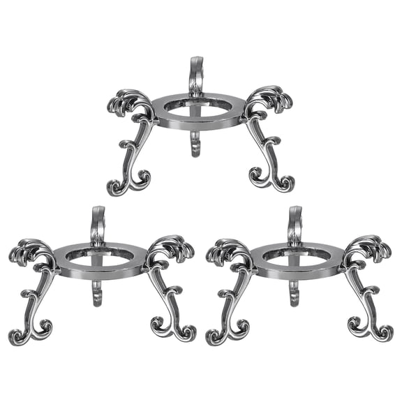 Uxcell 3 Pcs Crystal Ball Display Bases, 2.76'' Crystal Diamond Paperweight Art Engraving Sphere Stand for Glass Ball Home Office Desk Shelf, Gunmetal