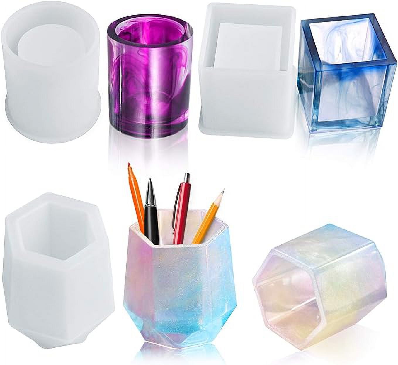 3 Pcs Cup Resin Silicone Mold, Kalolary Makeup Brush Holder Organizer