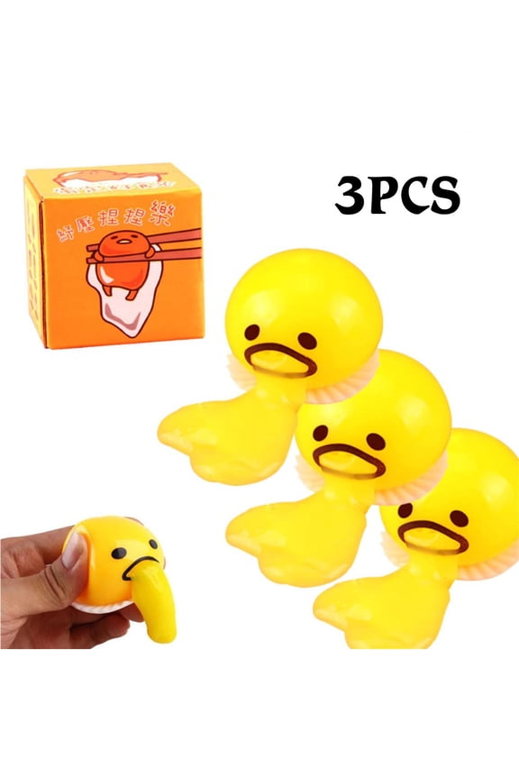 3 Pcs Cute Yellow Round Sucking and Vomiting Lazy Yolk Vomiting Yolk Slime, Vomiting Yolk Balls, Prank Toys Fidget Toys