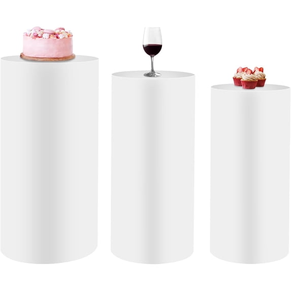 3 Pcs Cylinder Stands for Party, Metal Cylinder Pedestal Stand, Cake Flower Table Display Pillars for Wedding Birthday Party Art Decor