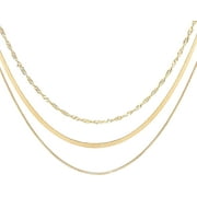 CHENKSHUE 3 Pcs Dainty 14k Gold Dainty Necklaces for Women Trendy, Fashion Choker Necklace Simple Link Stack Necklace