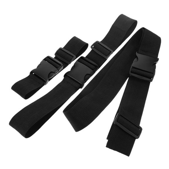 Homoyoyo 3-Pack Heavy Duty Black Nylon Adjustable Luggage Straps for Secure Suitcase Fixing and Bands