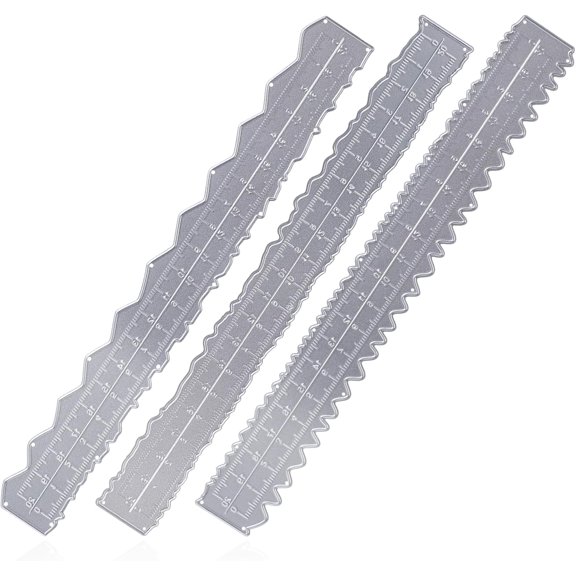3 Pcs Deckle Edge Ruler Deckled Edge Paper Cutter Paper Tearing Ruler Carbon Steel Metal Craft Ruler for Cutting Paper Wavy Irregular Edges Ruler Measuring Tool
