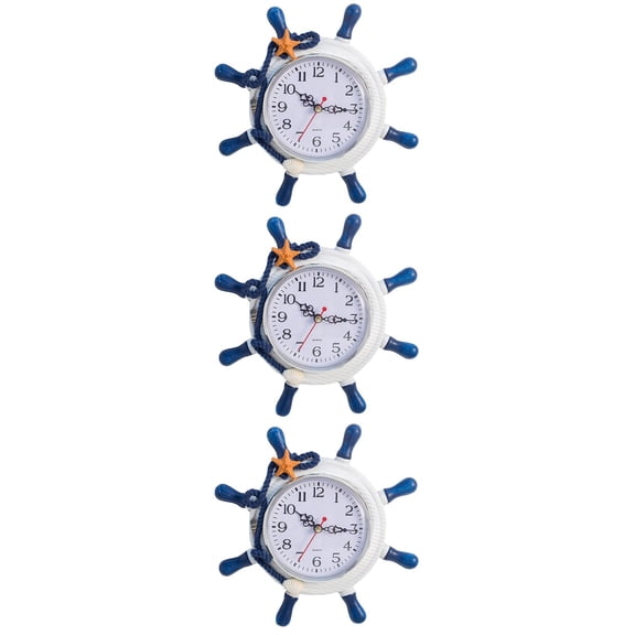 3 Pcs Decorative Wall Clock Beach Hanging Large Digital Blue