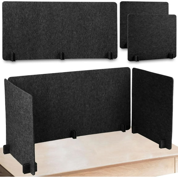 3 Pcs Desk Divider Desk Partition 23.6 x 47.2, 23.6 x 23.6 Stand up Freestanding Cubicle Privacy Panel Reducing Noise Visual Distraction Divider for Office Home School(Deep Gray)