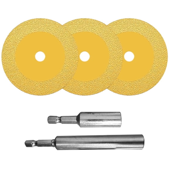 3 Pcs Diamond Cut-Off Wheels, 2 Pcs 1/4" Hex Shanks, 2.36" & 2.75" Length, Precision Saw Blades For Cast Iron, Glass, Jade, Ceramics, Fast Setup With Screws And Washers