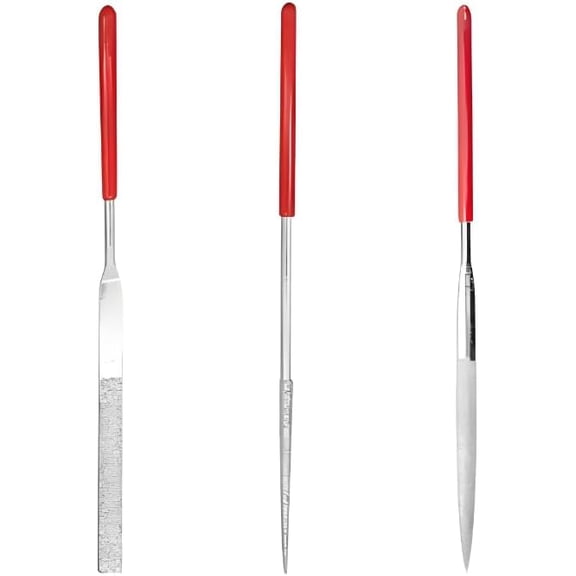 3 Pcs Diamond Needle File Set, 140mm Mini Metal Files with Round, Flat & Triangular Shapes for Wood, Metal, Resin & Model Crafting
