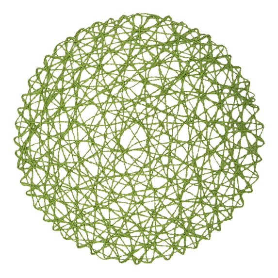 3 Pcs Dining Table Placemats Set,14.96 Inch Round Kitchen Table Mats,Disposable Handwoven Paper Circle Placemats,Paper Woven Decorative Place Mat,for Dinning Decor Wedding Centerpiece,Green