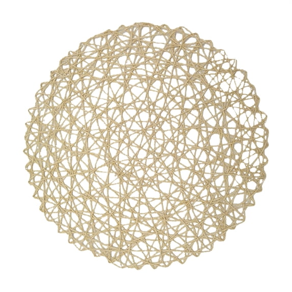 3 Pcs Dining Table Placemats Set,14.96 Inch Round Kitchen Table Mats,Disposable Handwoven Paper Circle Placemats,Paper Woven Decorative Place Mat,for Dinning Decor Wedding Centerpiece,Beige