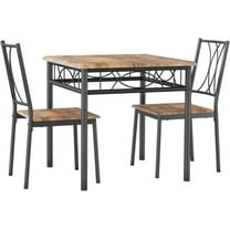 3 Pcs Dining Table Set for 2 for Apartment, Compact Kitchen Table Set with 2 Chairs, Farmhouse Bistro Table Set Breakfast Nook Table Set for Small Spaces, Dining Room, Brown