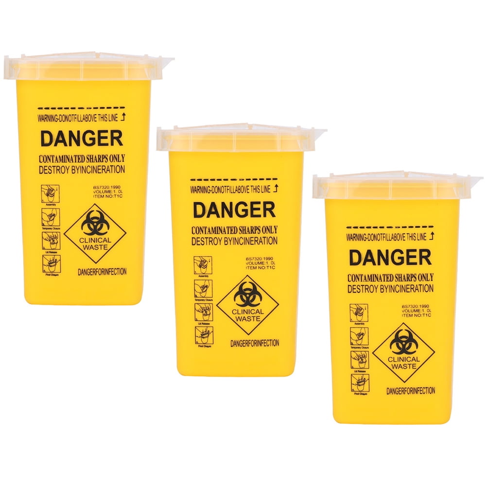 3 Pcs Disposable Syringe Needle Back Sharps Waste Disposal Container