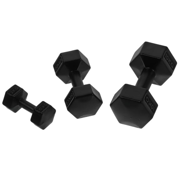 Mini Dumbbells for Decor Black Alloy Smooth Surface Compact Design 3 Pieces