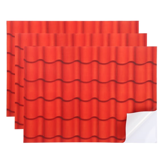 3 Pcs Dollhouse Wallpaper,1:12 Self-Adhesive Roof Floor Shingle(Deep Red Brown)