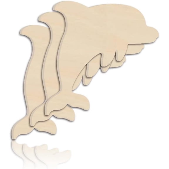 3 Pcs Dolphin Cutouts 7.7x7.6inch Unfinished Wooden Sea Animal Cutouts for DIY Summer Beach Decor Signs and Handmade Decorations