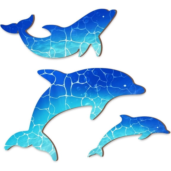 3 Pcs Dolphin Wall Decor Beach Coastal Hanging Decorations Vintage Nautical Coastal Theme Ornaments for Home Lake House Bedroom Bathroom Decor