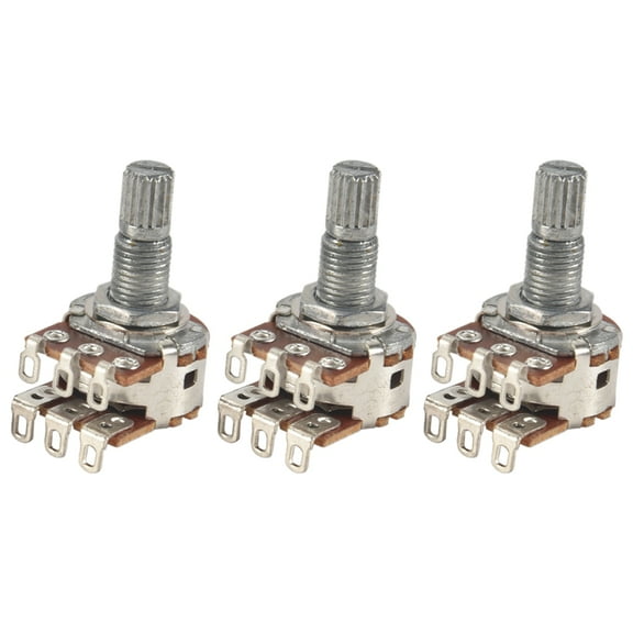 3 Pcs Double Balance Stacked Knurled Stalk Guitar Bass Volume Tone Control Pots Potentiometer Switch MN25K
