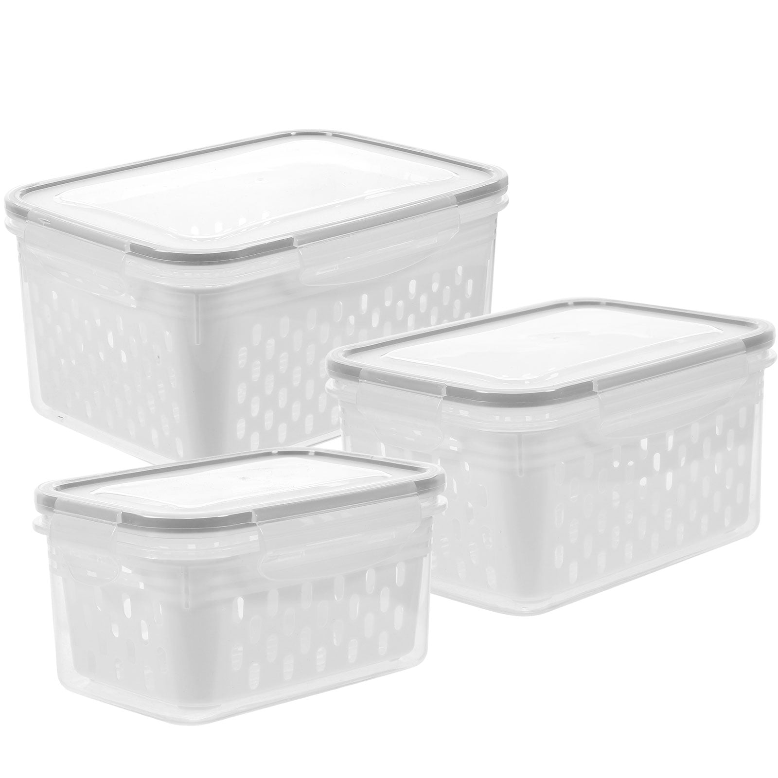 3 Pcs Drain Crisper Fridge Storage Bins Drawer Japanesestyle Fruit