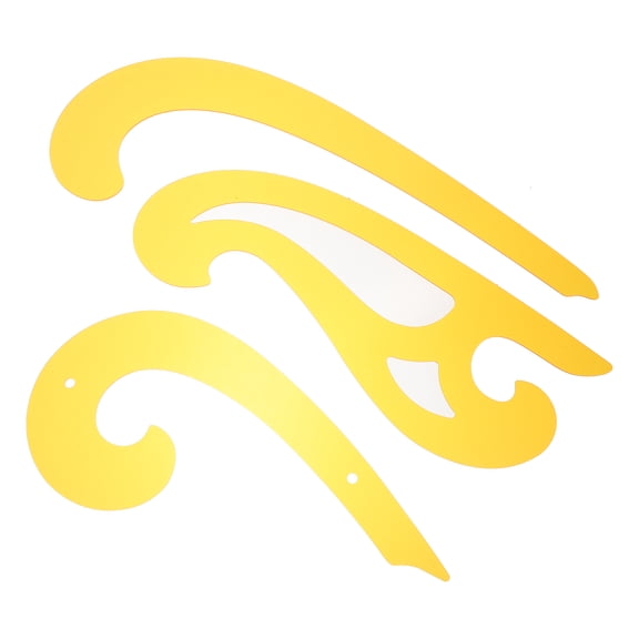 UKCOCO 3Pcs Yellow Curve Ruler Set with Circles and Geometric Shapes Template