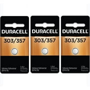 3 Pcs Duracell 357 303 A76 PX76 SR44W/SW LR44 AG13 Silver Oxide Battery