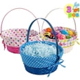 thumbnail image 1 of 3 Pcs Easter Bamboo Baskets with Polka Dots Lining and Handle, Woven Easter Eggs Hunting Bucket, Wicker Candy Toys Storage Baskets for Picnic, Gift Packing, Party Favors Decorations(10" X 12"), 1 of 7