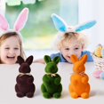 thumbnail image 1 of 3 Pcs Easter Flocked Bunnies Figurine with Bow tie 7.8" Flocking Rabbit Tabletop Ornament for Easter Centerpieces for Spring Home Office Table Decor, Party Supplies Gifts for Friends, 1 of 6