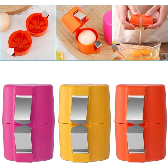 3 Pcs Egg shell opener, Eggshell opener, Egg Clip for Raw Eggs, Egg Peeler，Not for Hard-boiled eggs, Home kitchen Gadgets to Quickly Cut Eggshells（Pink,Orange,Yellow）