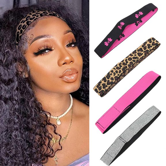 3 Pcs Elastic Bands for Wigs  Lace Melting Edge Wrap to Lay Edges Adjustable Double Sided Edge Wrap Leopard Print Head Bands Keeping in Place
