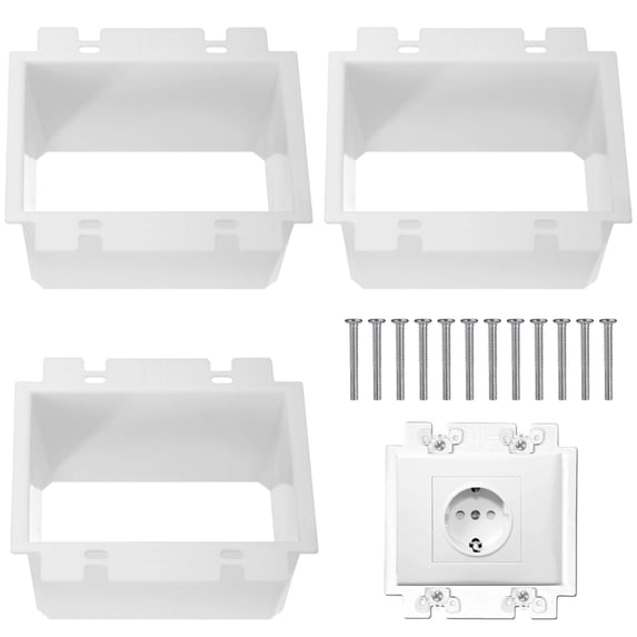3 Pcs Electrical Box Extenders, BE2 Electrical Outlet Box Extenders with 12 Screws, 2-Gang Electrical Power Box Extensions, Power Switch Receptacles Accessories, White