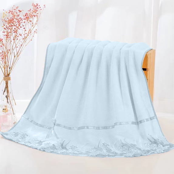 3 Pcs Embroidered Bath Towel Set, Soft & Absorbent Towels with Lace, Quickly Dry Decorative Towels, Hotel Quality Breathable Gift Towel