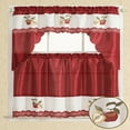 thumbnail image 1 of 3 Pcs  Embroidered Red Apple Swag Valance Kitchen Curtain Set, 1 of 5