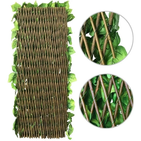 3 Pcs Expandable Faux Ivy Fence Screen - Realistic Artificial Leaves, UV Resistant Privacy Fence for Patio Balcony Garden Decor