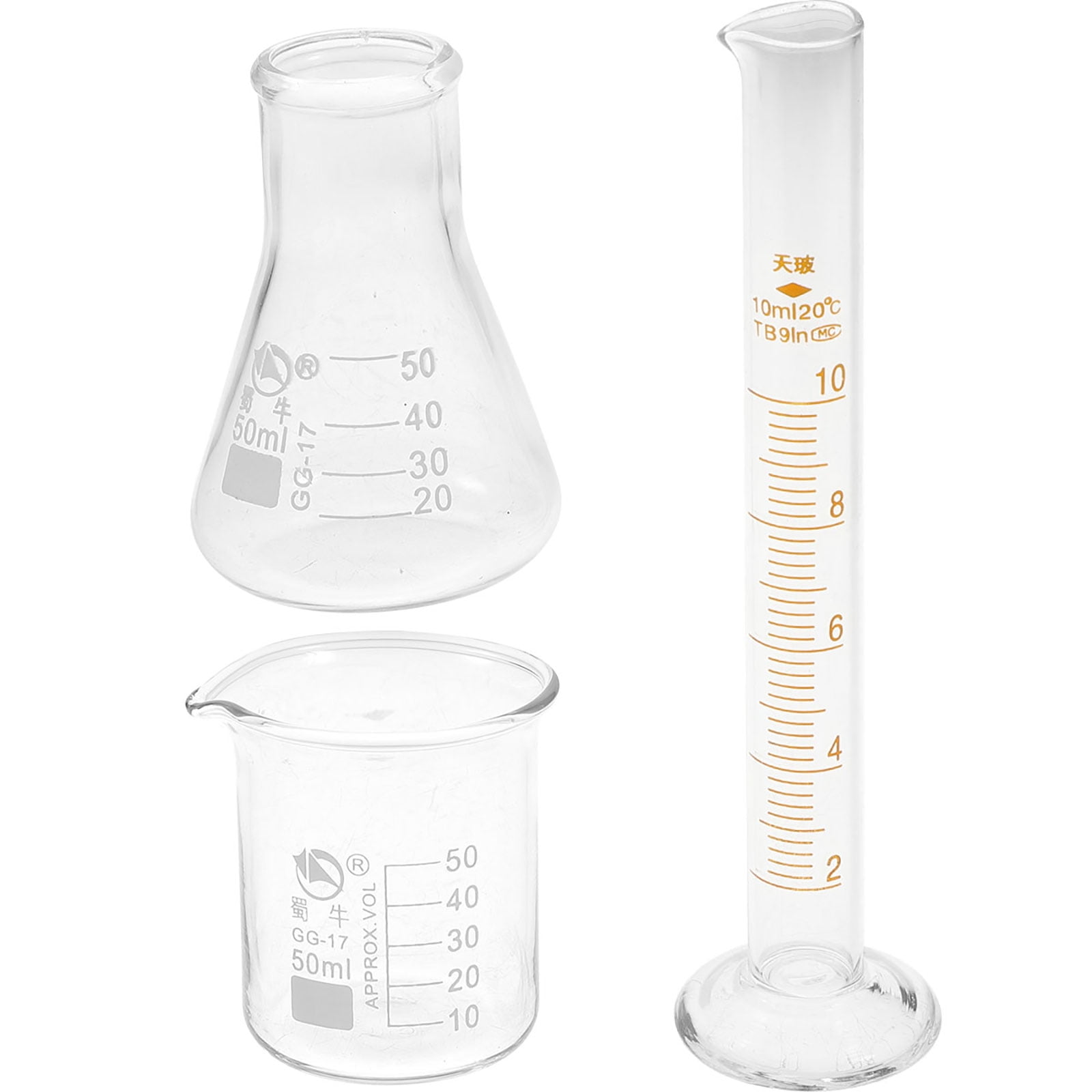 3 Pcs Experiment Kit Tool Glass Containers for Liquids Graduated Beaker