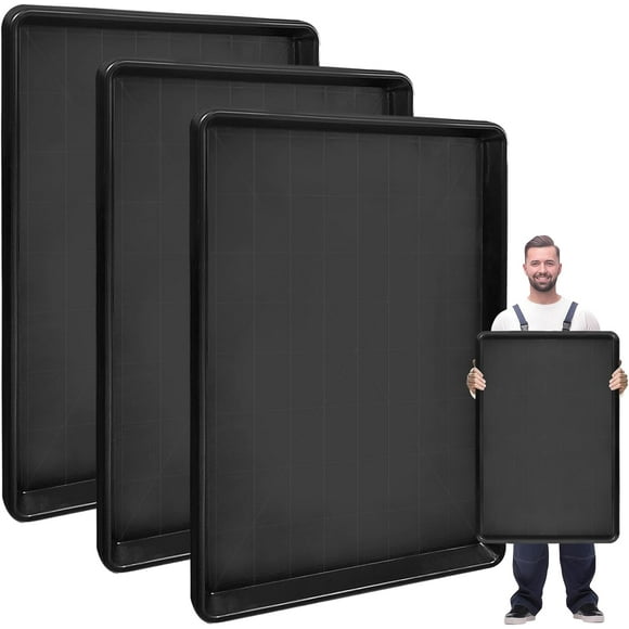 3 Pcs Extra Large Auto Oil Drip Pan, 35.4 x 24 x1.6 Inches Oil Drip Tray for Under Car Plastic Oil Tray,Oil Catch Pan Replacement Tray to Keep Garage Floor Show Room Driveway Safe and Clean