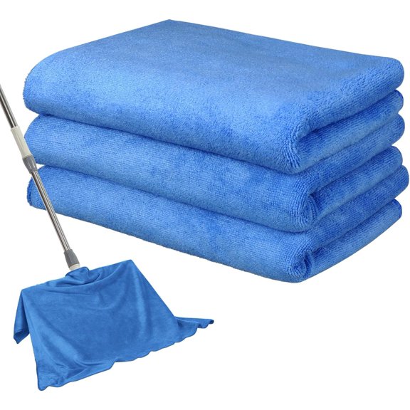 3 Pcs Extra Large Microfiber Cleaning Cloth 30" x 20" Washable Reusable Microfiber Towel Streak Free Lint Free Cloth for Cleaning Home Glass Office Window Bathrooms (Blue)