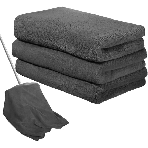 3 Pcs Extra Large Microfiber Cleaning Cloth 30" x 20" Washable Reusable Microfiber Towel Streak Free Lint Free Cloth for Cleaning Home Glass Office Window Bathrooms (Gray)