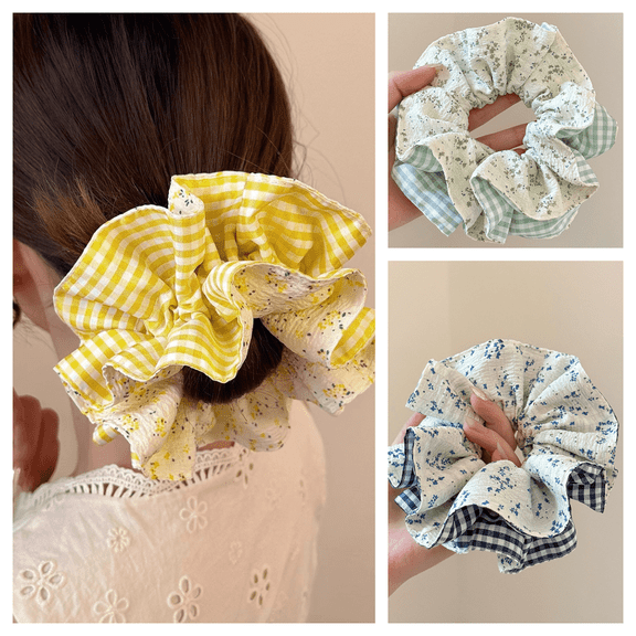 3 Pcs Extra Large Scrunchies for Women Large Satin Lattice Scrunchie Satin Oversized Silk Thick Elastic Hair Ties Jumbo Hair Scrunchies for Buns, Sleep & Ponytail