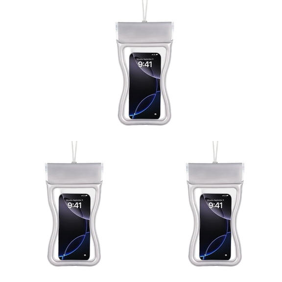 3 Pcs Extreme Waterproof Phone Pouch 6.69 x 3.14 Inch for Kayaking and Jet Ski, IPX8 Floatable Cell Phone Case with Lanyard, Underwater Touchscreen Bag for Snorkeling, Phone Accessories, Grey