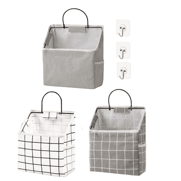 3 Pcs Fabric Wall Hanging Storage Caddy Bag, Over The Door Pouch Organizer for Kitchen Bedroom