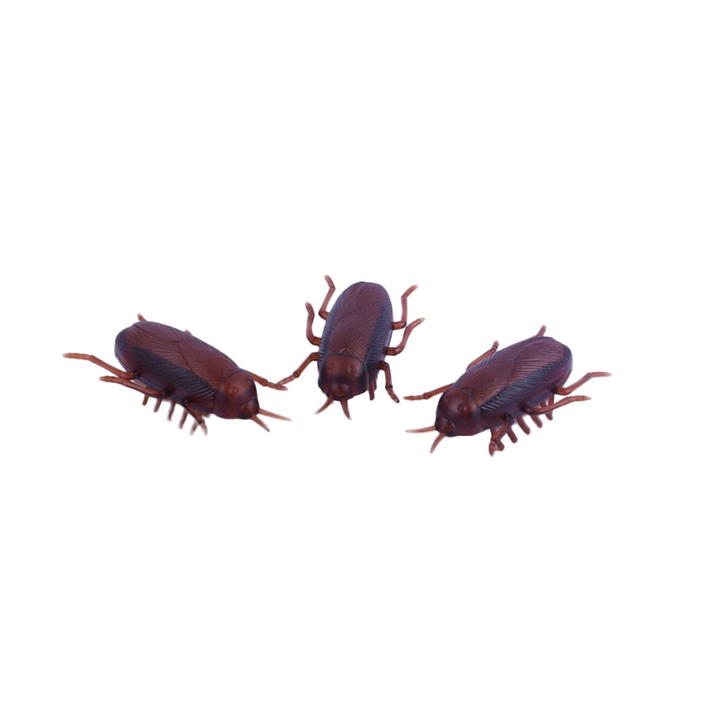 3 Pcs Fake Cockroach Trick Props Party Crawling Toy Plastic Insects