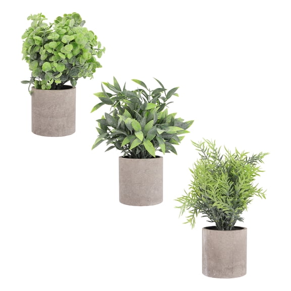 3 Pcs Fake Greenery Artificial Green Potted Plant Simulation Plant Miss 23x8cm