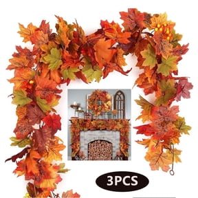 3 Pcs Fall Maple Leaf Garland,6.8 Ft/Piece,Artificial Maple Leaves Hanging Vine, Thanksgiving Deco