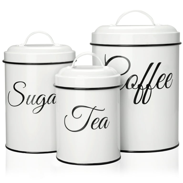 Coffee Sugar Tea Canister Set, Coffee Bean Storage Jar with Spoon and  Airtight Lids, Coffee Containers, Farmhouse Coffee Bar Accessories, Coffee