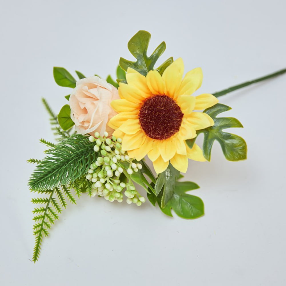 3 Pcs Faux Flowers in Vase Artificial Sunflower Bouquets in Vase ...
