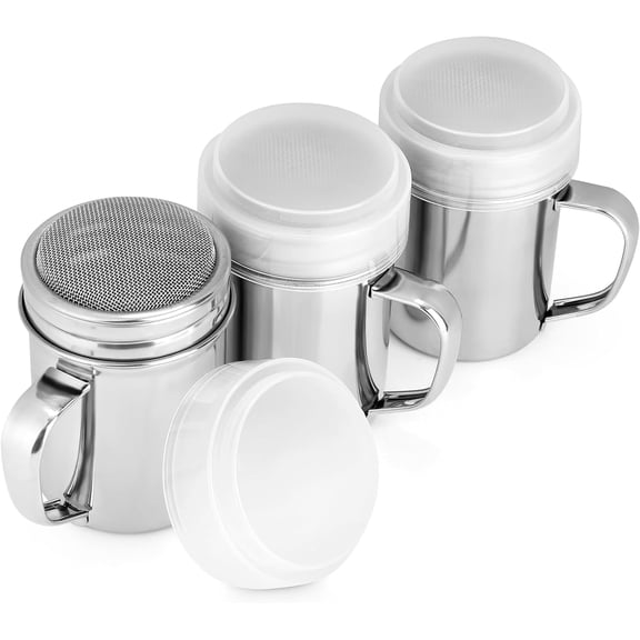 3 Pcs Fine Mesh Stainless Steel Powdered Sugar Cinnamon Shaker Flour Sifter Cocoa