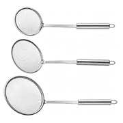 3 Pcs Fine Mesh Stainless Steel Strainer Set, Cooking Skimmer Sieve for Home Kitchen Food Filtering