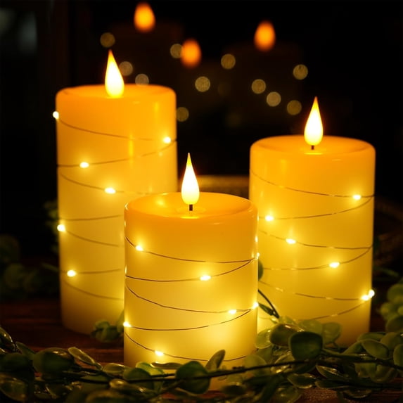 HAIDOLIANG 3PCS Flameless Candles with Remote Control, Battery Operated Candles LED Pillar Candle with Timer, 4'' 5'' 6'' Candles Set of 3 Pack