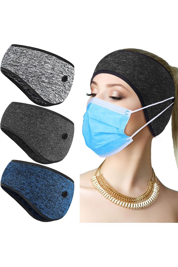 3 Pcs Fleece Ear Warmers Winter Headband Thermal Ear Muffs Ear Covers for Men Women Cold Weather Running Cycling Ski