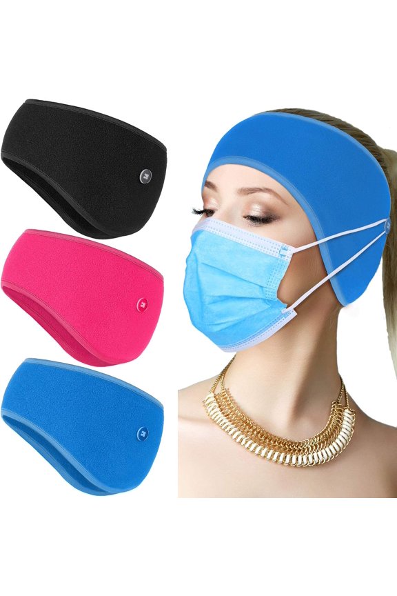 3 Pcs Fleece Ear Warmers Winter Headband Thermal Ear Muffs Ear Covers for Men Women Cold Weather Running Cycling Ski