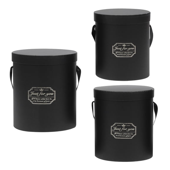 3 Pcs Floral Boxes for Valentine Bucket Favors Numbers Bridesmaid Black